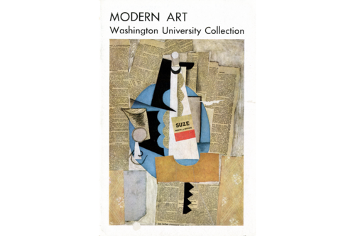 The cover of the City Art Museum Bulletin from May 1947. At the top of the page in black text it says "Modern Art" and written directly below it is "Washington University Collection." The rest of the cover is an image of Picasso's Bottle of Suze.